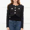 Self Portrait Black Shimmer Boucle Jacket With Embellished Buttons
