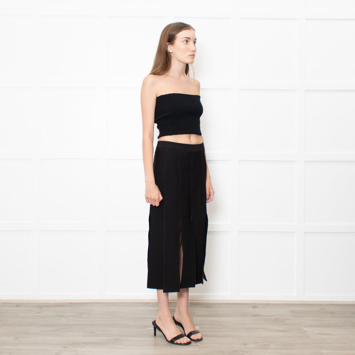 Sandro Black Skirt With Splits