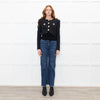 Self Portrait Black Shimmer Boucle Jacket With Embellished Buttons