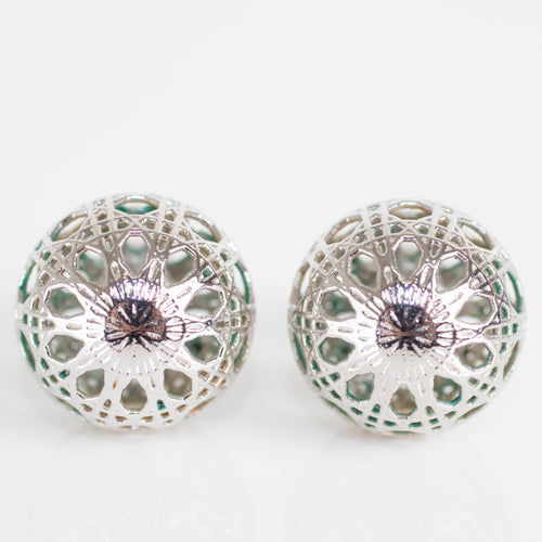 Christian Dior Secret Cannage Tribal Stud Silver Earrings