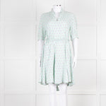 Sandro Pale Green Lilac Burgundy Print Belted Dress