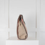 Stella McCartney Beige Linen Orange Stitching Small Falabella Bag