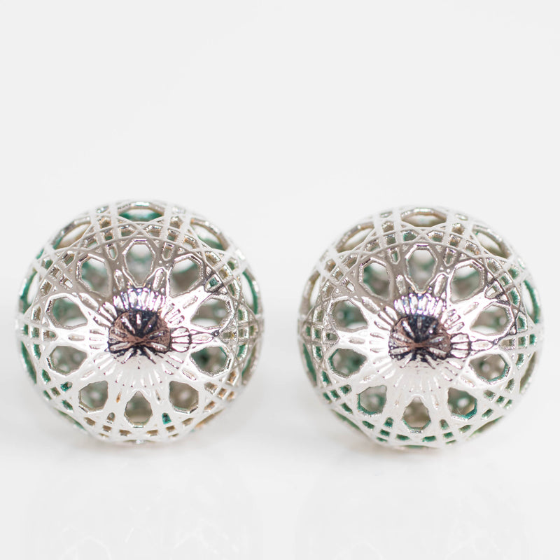Christian Dior Secret Cannage Tribal Stud Silver Earrings