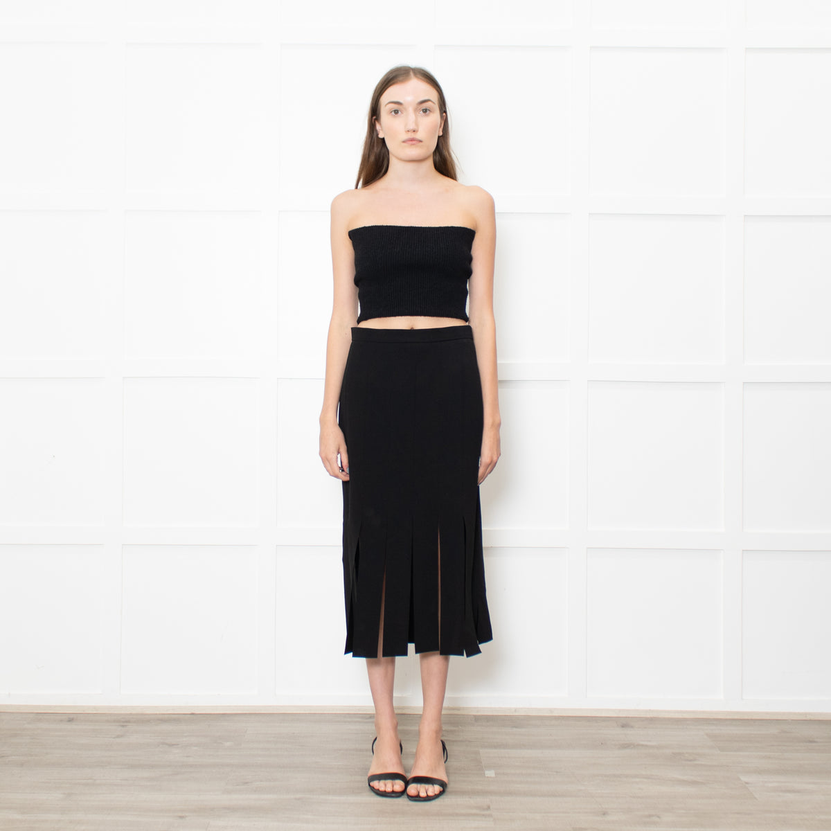 Max Mara Black Jumbo Fringe Pencil Skirt