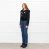 Self Portrait Black Shimmer Boucle Jacket With Embellished Buttons