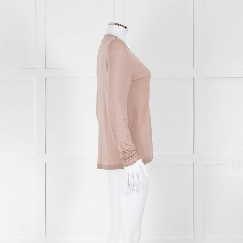 Dorothee Schumacher Dusky Pink Wool Cardigan With Chain Detail