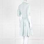 Sandro Pale Green Lilac Burgundy Print Belted Dress