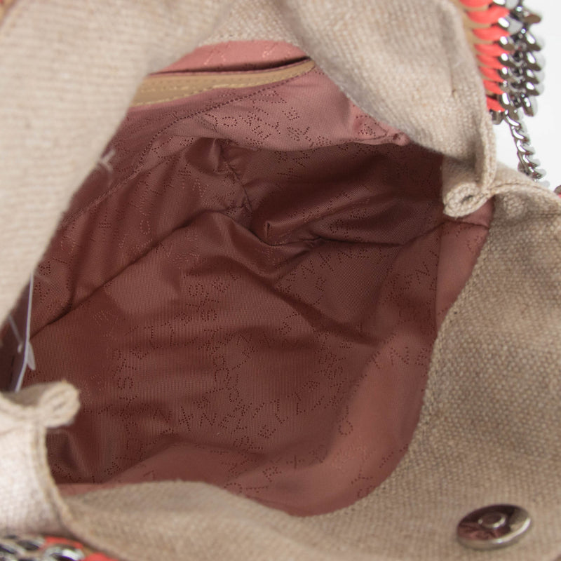 Stella McCartney Beige Linen Orange Stitching Small Falabella Bag