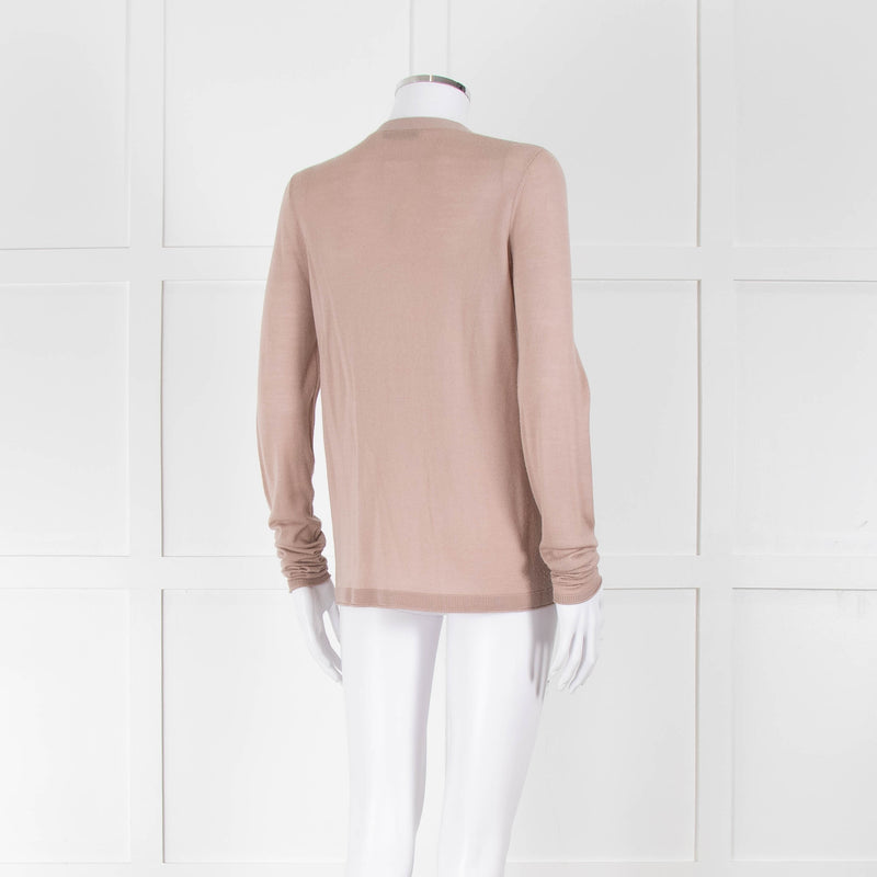 Dorothee Schumacher Dusky Pink Wool Cardigan With Chain Detail