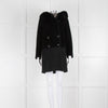 Max Mara Black Wool Alpaca Mix Coat with Fox Fur Trimmed Hood
