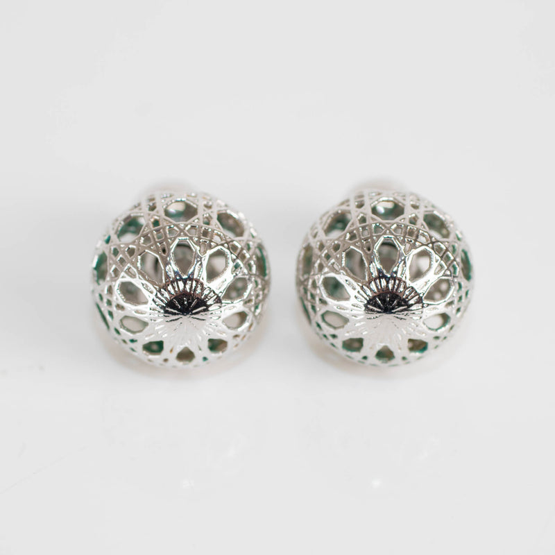 Christian Dior Secret Cannage Tribal Stud Silver Earrings