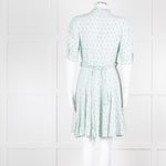 Sandro Pale Green Lilac Burgundy Print Belted Dress