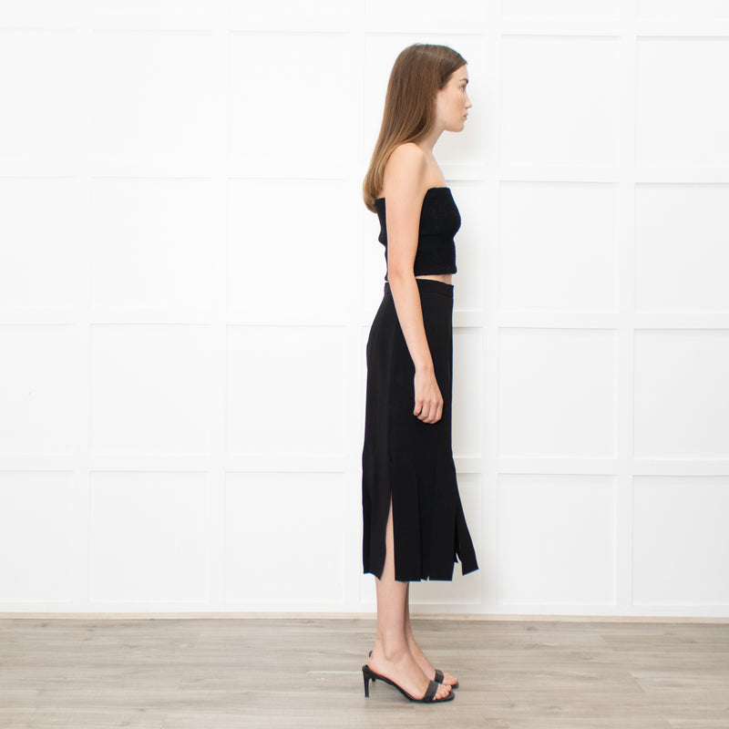 Max Mara Black Jumbo Fringe Pencil Skirt