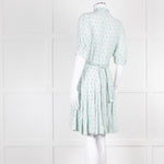 Sandro Pale Green Lilac Burgundy Print Belted Dress