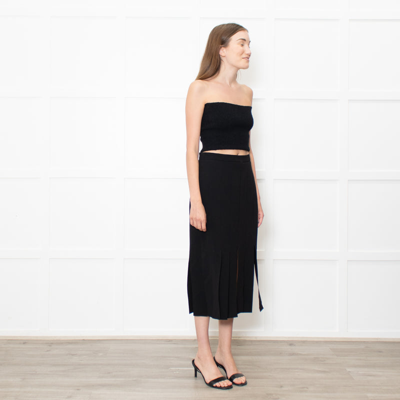 Max Mara Black Jumbo Fringe Pencil Skirt