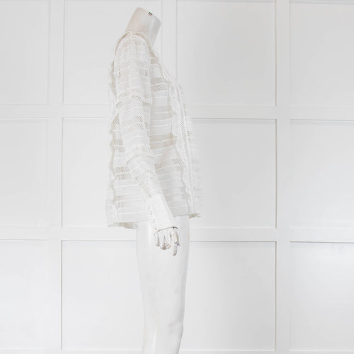 Self-Portrait White Broderie Anglaise Frill Shoulder Blouse