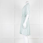 Sandro Pale Green Lilac Burgundy Print Belted Dress