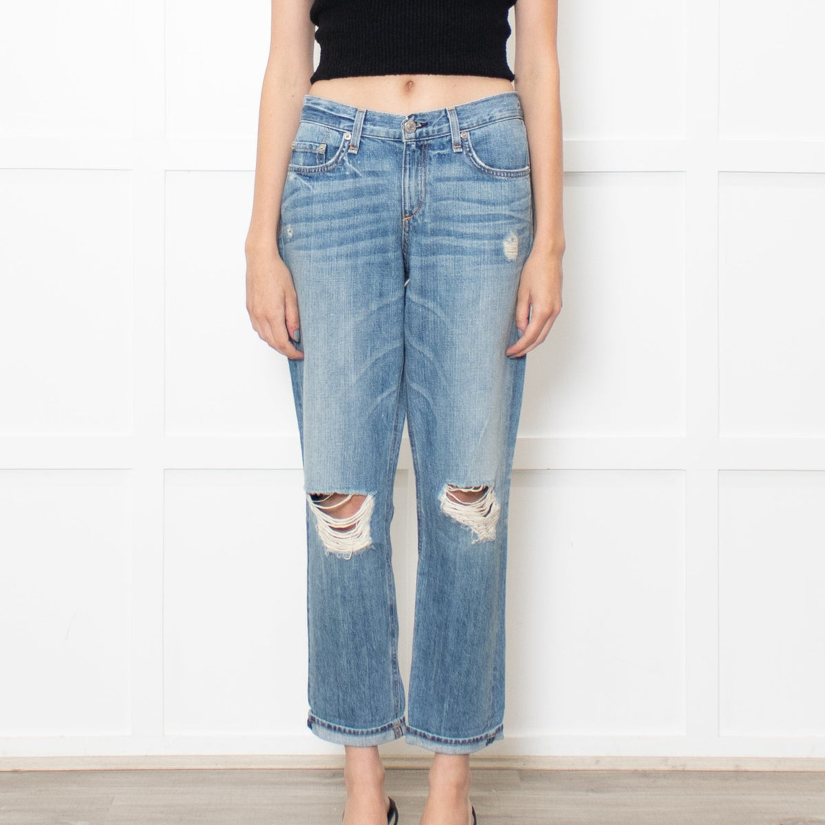 Rag & Bone Ripped Boyfriend Jeans