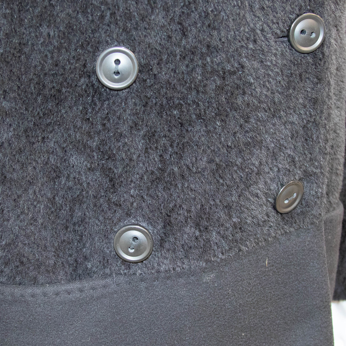 Max Mara Black Wool Alpaca Mix Coat with Fox Fur Trimmed Hood