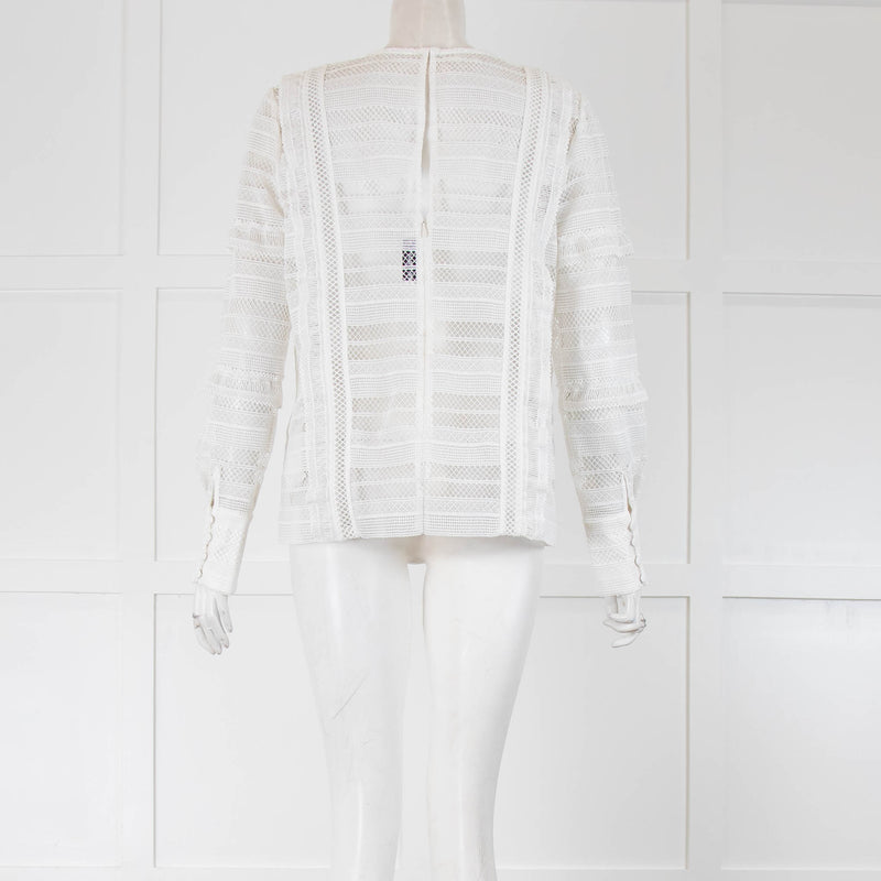 Self-Portrait White Broderie Anglaise Frill Shoulder Blouse