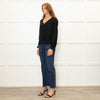 Sezane Black V Neck Leaf Print Blouse