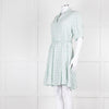 Sandro Pale Green Lilac Burgundy Print Belted Dress