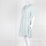 Sandro Pale Green Lilac Burgundy Print Belted Dress