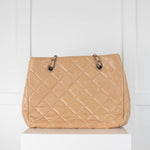 Chanel Beige Quilted Calfskin Ruthenium Hardware Tote Bag