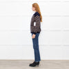 Wyse Blue Tan Striped Mohair Cardigan