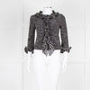 St John Black White Knit Frill Trim Jacket