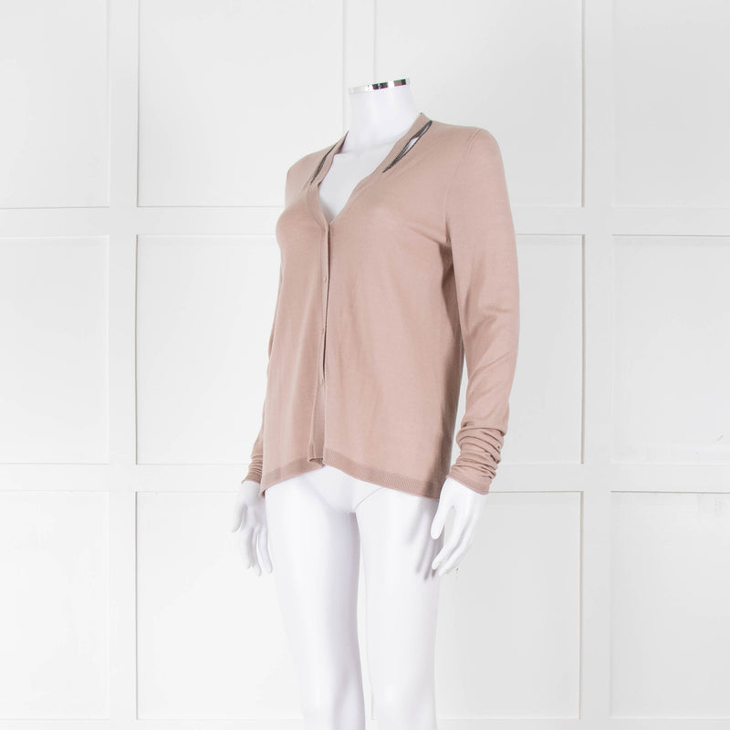 Dorothee Schumacher Dusky Pink Wool Cardigan With Chain Detail