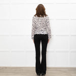 Rails Cream and Black Animal Print Blouse with Drawstring Waist