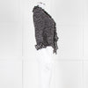St John Black White Knit Frill Trim Jacket
