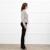 Rails Cream and Black Animal Print Blouse with Drawstring Waist