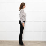 Rails Cream and Black Animal Print Blouse with Drawstring Waist