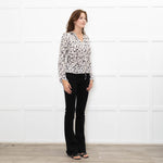 Rails Cream and Black Animal Print Blouse with Drawstring Waist