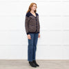 Wyse Blue Tan Striped Mohair Cardigan