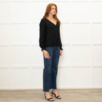 Sezane Black V Neck Leaf Print Blouse