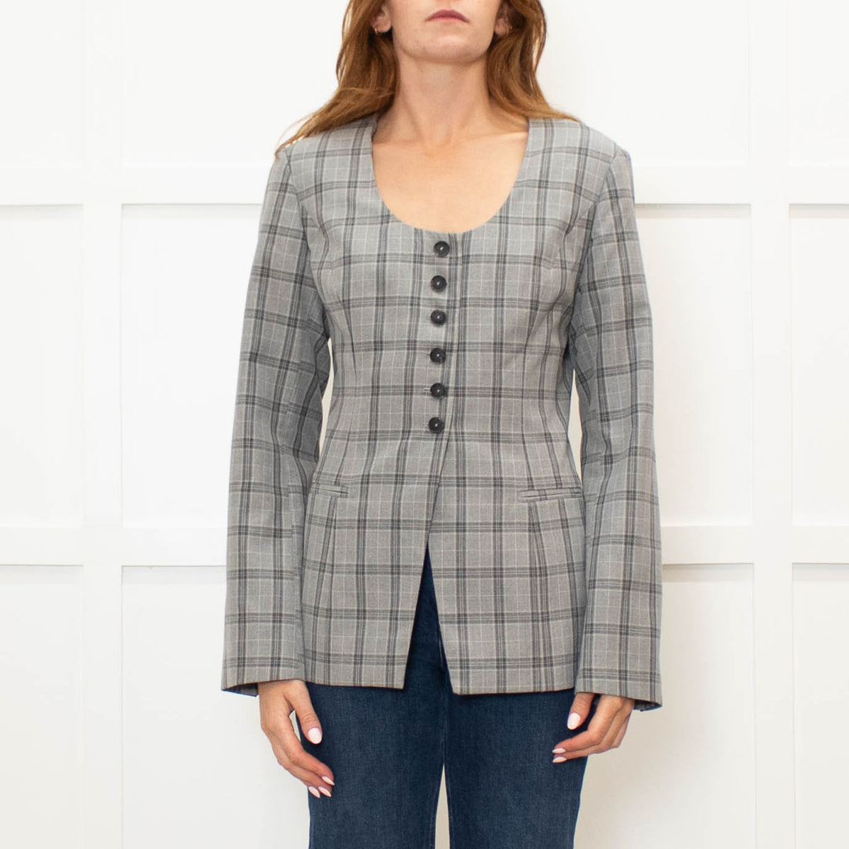 Aligne Check Waisted Scoop Blazer