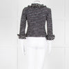 St John Black White Knit Frill Trim Jacket