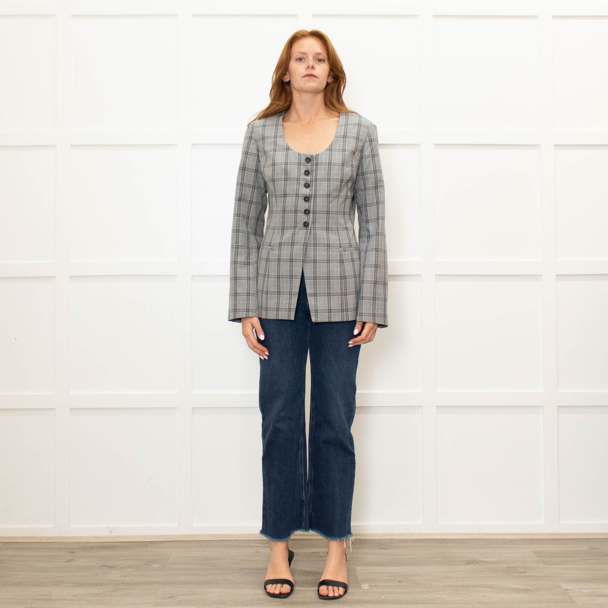 Aligne Check Waisted Scoop Blazer