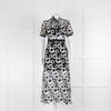 Self-Portrait Black and White Lace Short Sleeve Midi Dress