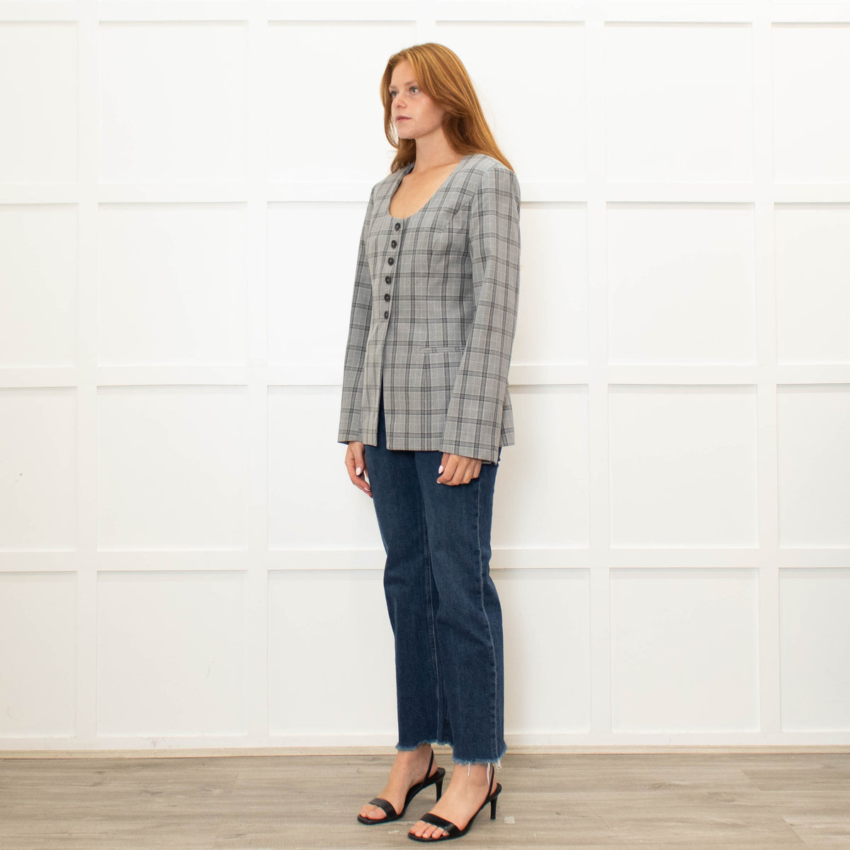 Aligne Check Waisted Scoop Blazer