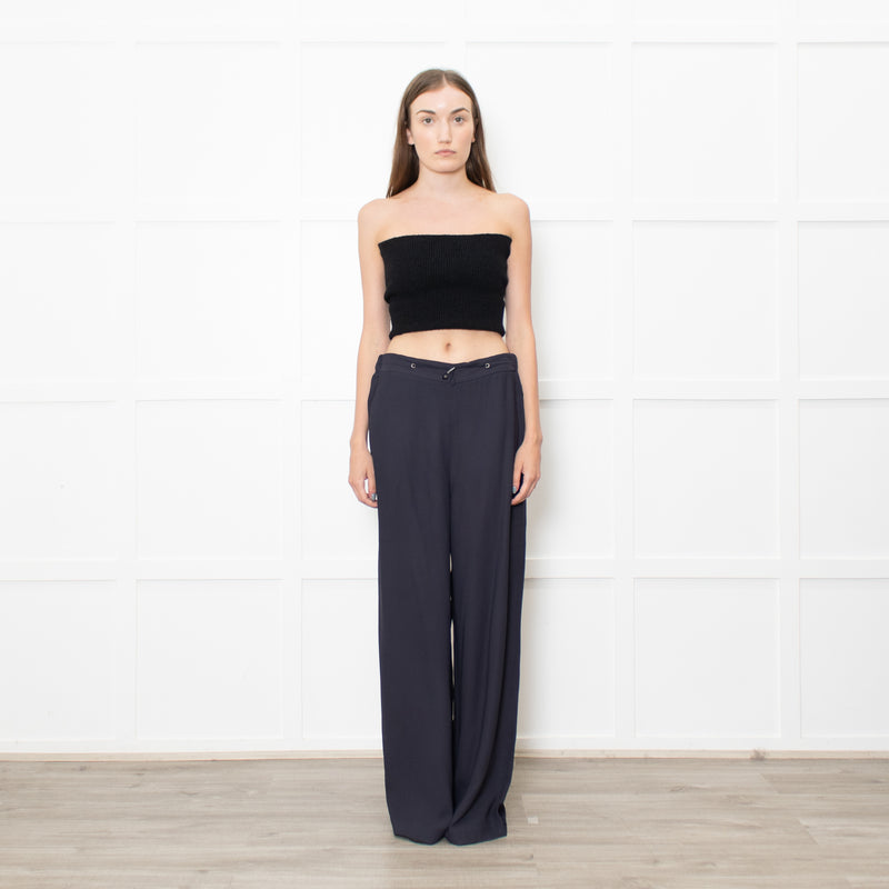 Fabiana Filippi Navy Drawstring Silky Trousers