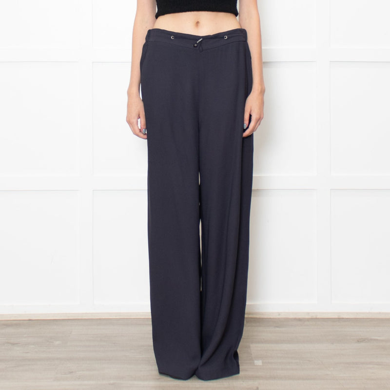 Fabiana Filippi Navy Drawstring Silky Trousers