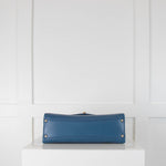 Chanel Blue Calfskin Chevron Coco Gold Tone Hardware Flap Bag