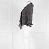 St John Black White Knit Frill Trim Jacket