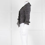 St John Black White Knit Frill Trim Jacket