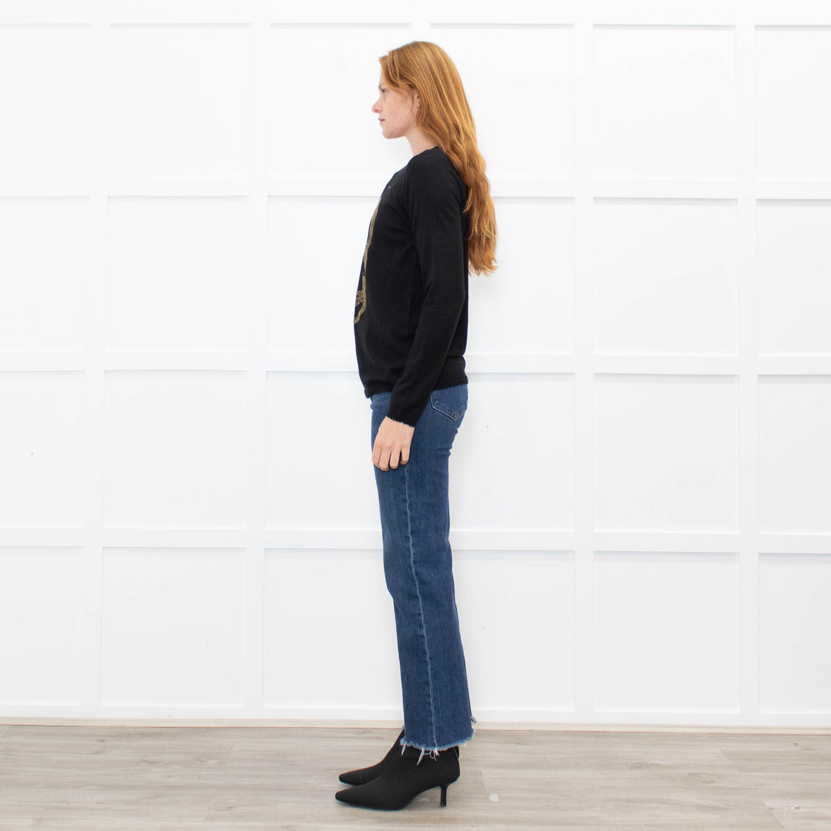 Zadig & Voltaire Black Gold Diamante Skull Fine Cashmere Knit Jumper