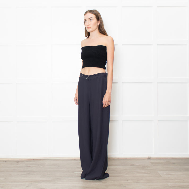 Fabiana Filippi Navy Drawstring Silky Trousers